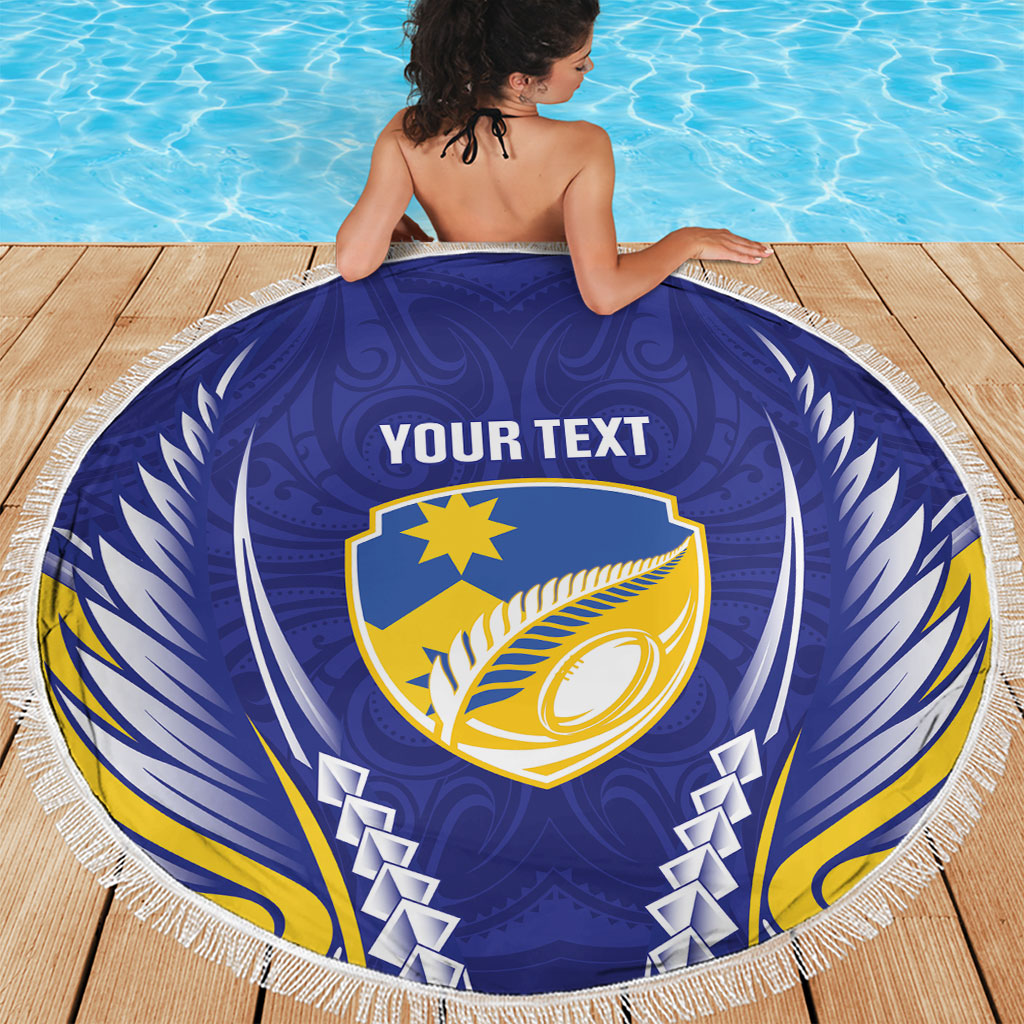 Otago 2026 Rugby Custom Beach Blanket NZ Maori Silver Fern