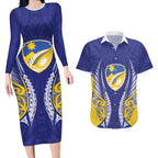 Otago 2026 Rugby Custom Couples Matching Long Sleeve Bodycon Dress and Hawaiian Shirt NZ Maori Silver Fern