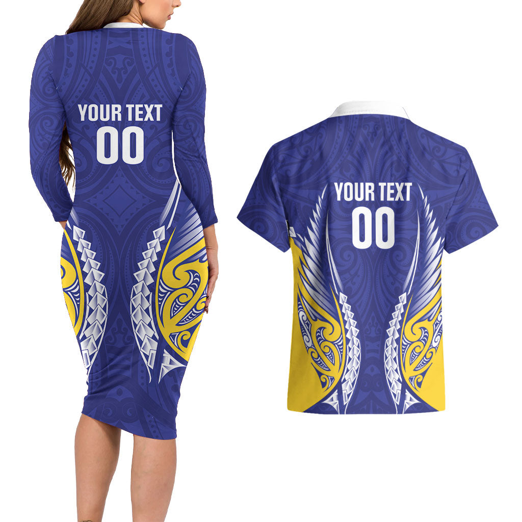 Otago 2026 Rugby Custom Couples Matching Long Sleeve Bodycon Dress and Hawaiian Shirt NZ Maori Silver Fern