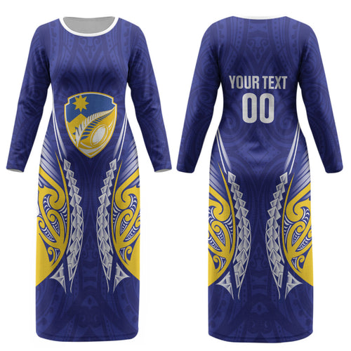 Otago 2026 Rugby Custom Couples Matching Long Sleeve Bodycon Dress and Hawaiian Shirt NZ Maori Silver Fern LT14
