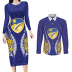 Otago 2026 Rugby Custom Couples Matching Long Sleeve Bodycon Dress and Long Sleeve Button Shirt NZ Maori Silver Fern