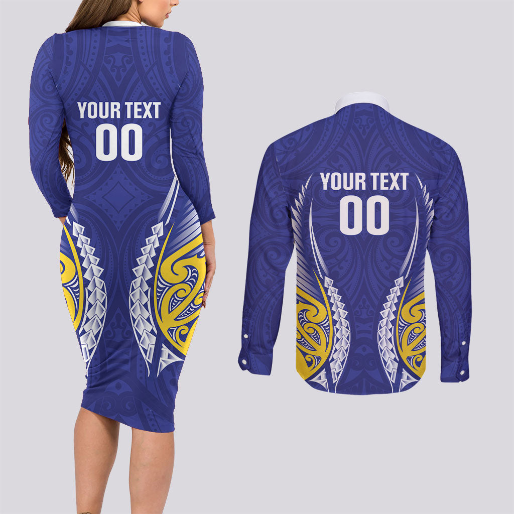 Otago 2026 Rugby Custom Couples Matching Long Sleeve Bodycon Dress and Long Sleeve Button Shirt NZ Maori Silver Fern