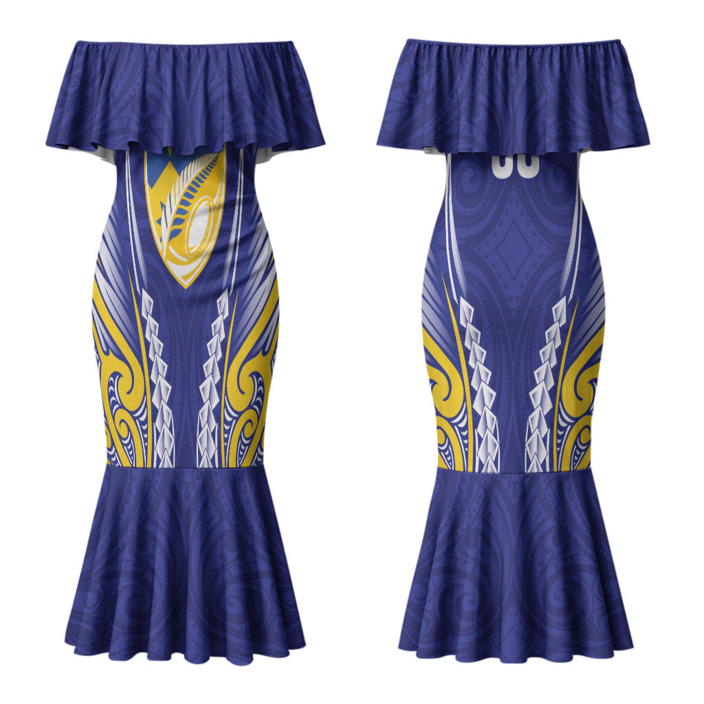 Otago 2026 Rugby Custom Couples Matching Mermaid Dress and Long Sleeve Button Shirt NZ Maori Silver Fern LT14