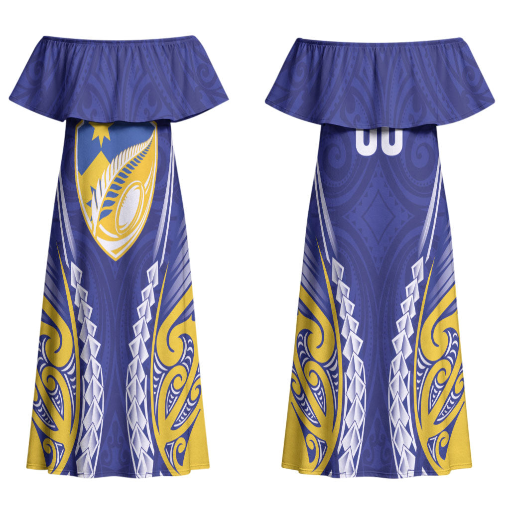 Otago 2026 Rugby Custom Couples Matching Off Shoulder Maxi Dress and Long Sleeve Button Shirt NZ Maori Silver Fern LT14