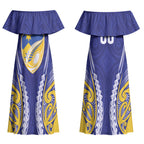 Otago 2026 Rugby Custom Couples Matching Off Shoulder Maxi Dress and Long Sleeve Button Shirt NZ Maori Silver Fern LT14