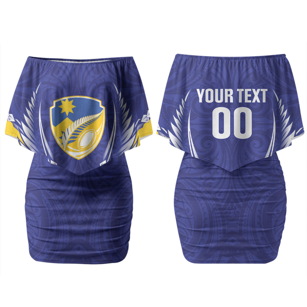 Otago 2026 Rugby Custom Couples Matching Off Shoulder Short Dress and Long Sleeve Button Shirt NZ Maori Silver Fern LT14