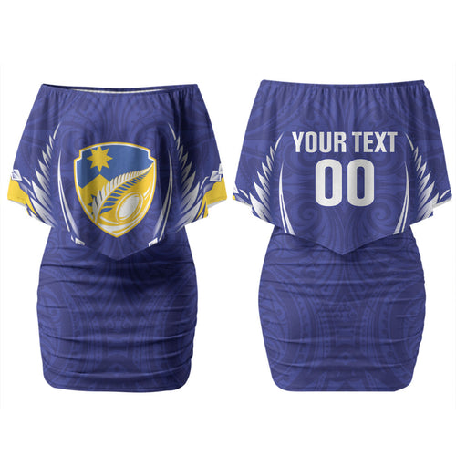 Otago 2026 Rugby Custom Couples Matching Off Shoulder Short Dress and Long Sleeve Button Shirt NZ Maori Silver Fern LT14
