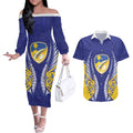 Otago 2026 Rugby Custom Couples Matching Off The Shoulder Long Sleeve Dress and Hawaiian Shirt NZ Maori Silver Fern