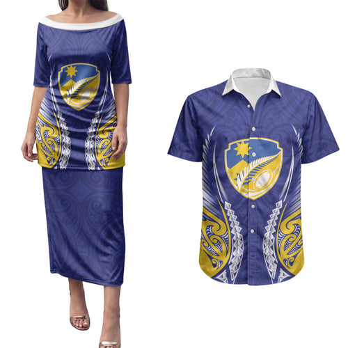 Otago 2026 Rugby Custom Couples Matching Puletasi and Hawaiian Shirt NZ Maori Silver Fern