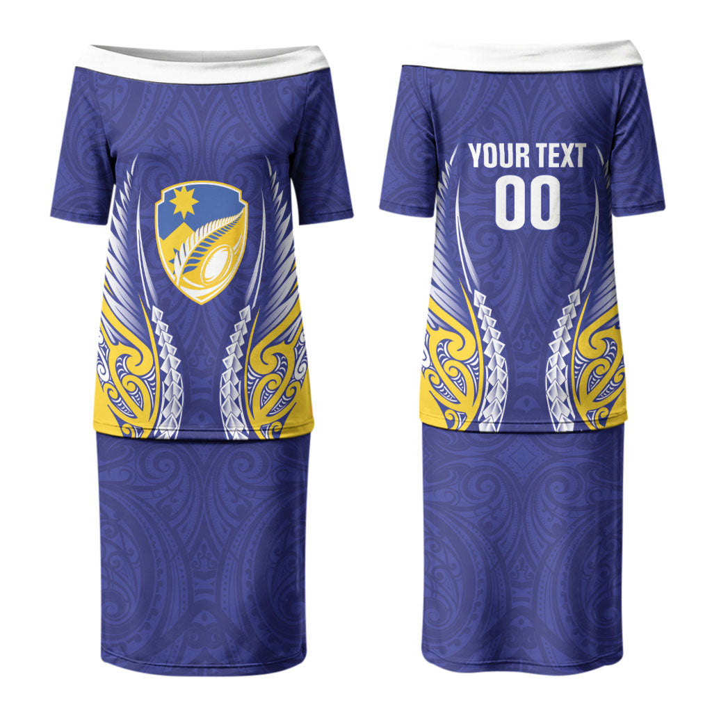 Otago 2026 Rugby Custom Couples Matching Puletasi and Long Sleeve Button Shirt NZ Maori Silver Fern LT14