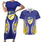 Otago 2026 Rugby Custom Couples Matching Short Sleeve Bodycon Dress and Hawaiian Shirt NZ Maori Silver Fern