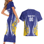 Otago 2026 Rugby Custom Couples Matching Short Sleeve Bodycon Dress and Hawaiian Shirt NZ Maori Silver Fern