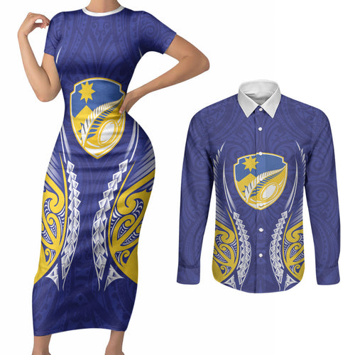 Otago 2026 Rugby Custom Couples Matching Short Sleeve Bodycon Dress and Long Sleeve Button Shirt NZ Maori Silver Fern