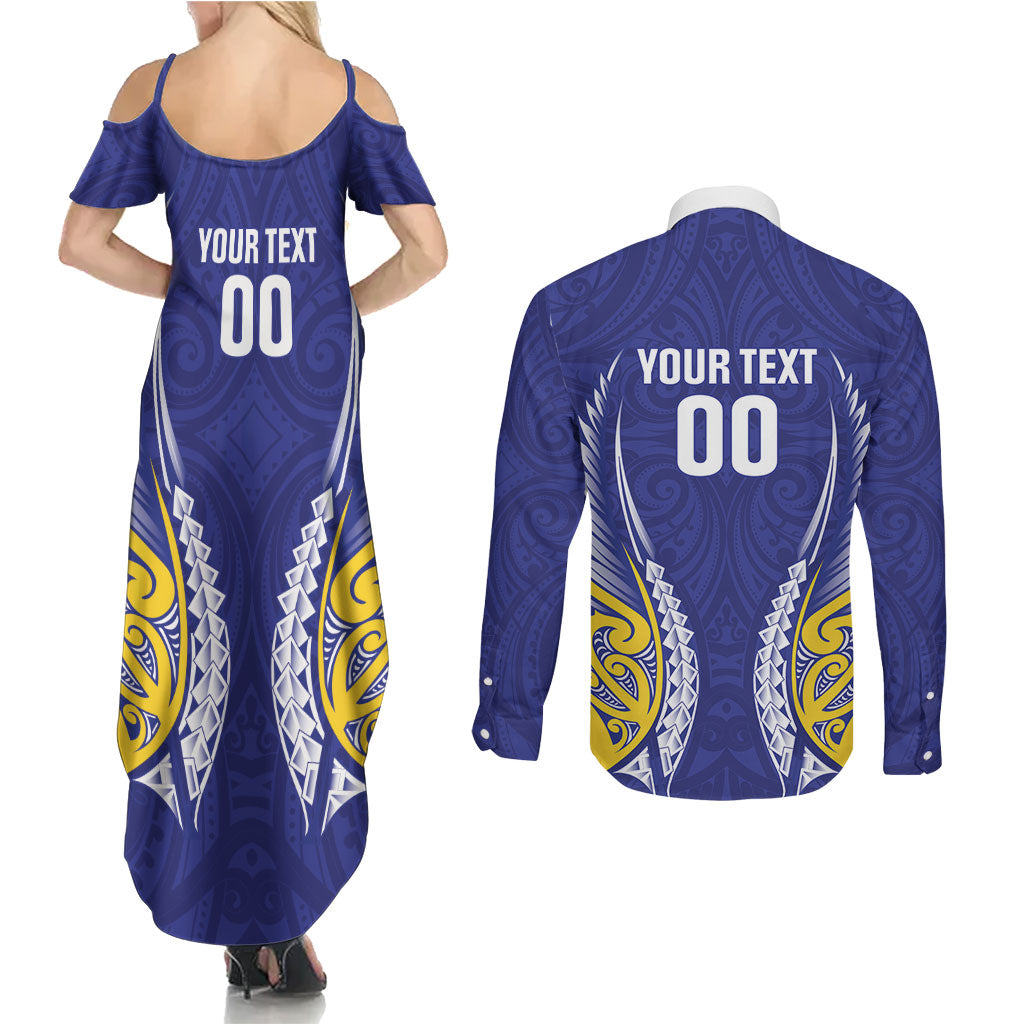 Otago 2026 Rugby Custom Couples Matching Summer Maxi Dress and Long Sleeve Button Shirt NZ Maori Silver Fern