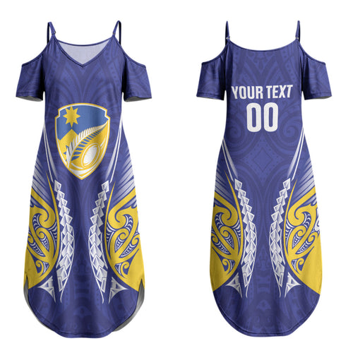 Otago 2026 Rugby Custom Couples Matching Summer Maxi Dress and Long Sleeve Button Shirt NZ Maori Silver Fern LT14