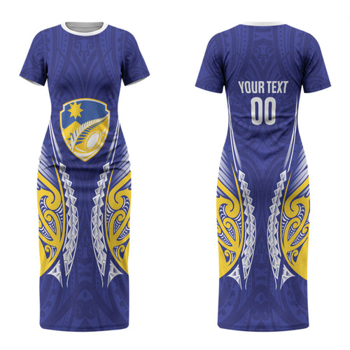 Otago 2026 Rugby Custom Family Matching Short Sleeve Bodycon Dress and Hawaiian Shirt NZ Maori Silver Fern