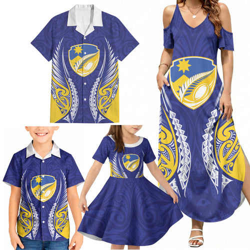Otago 2026 Rugby Custom Family Matching Summer Maxi Dress and Hawaiian Shirt NZ Maori Silver Fern