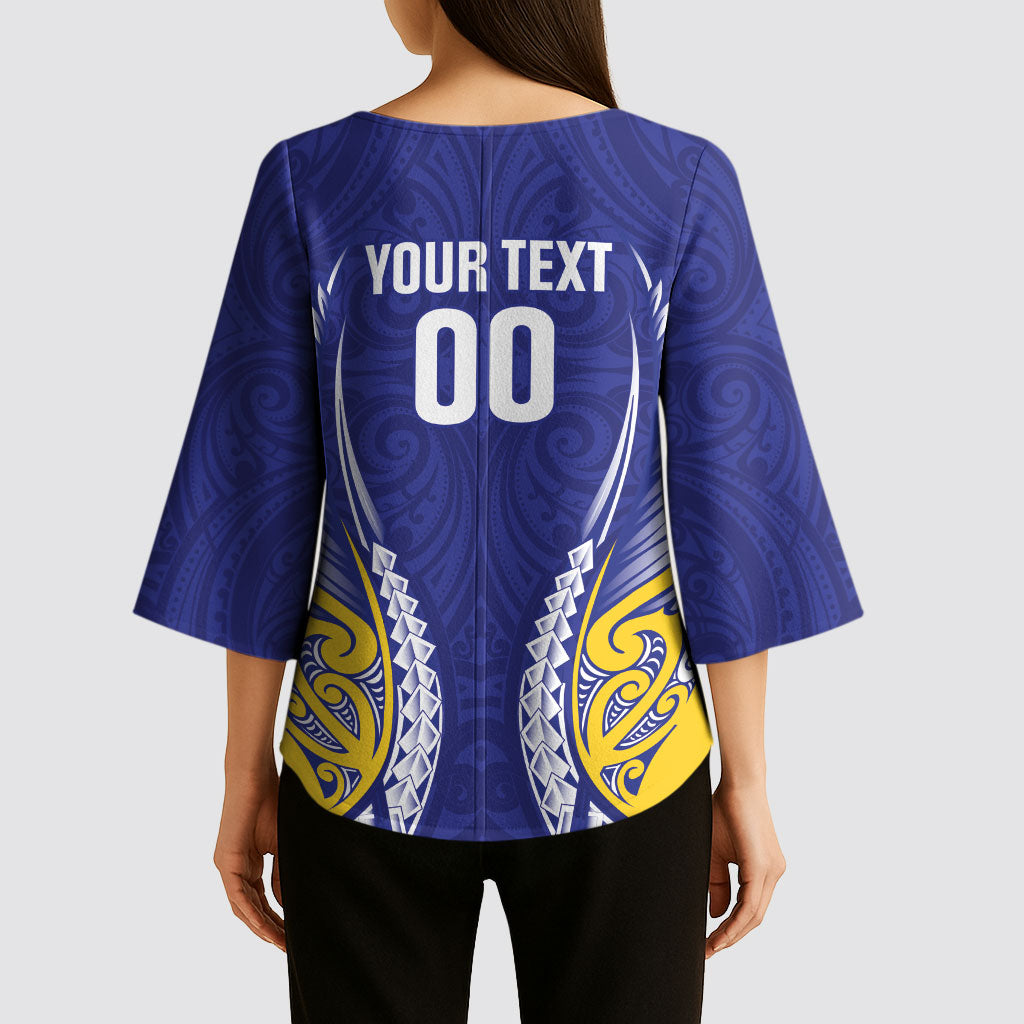 Otago 2026 Rugby Custom Kimono Sleeve Blouse NZ Maori Silver Fern