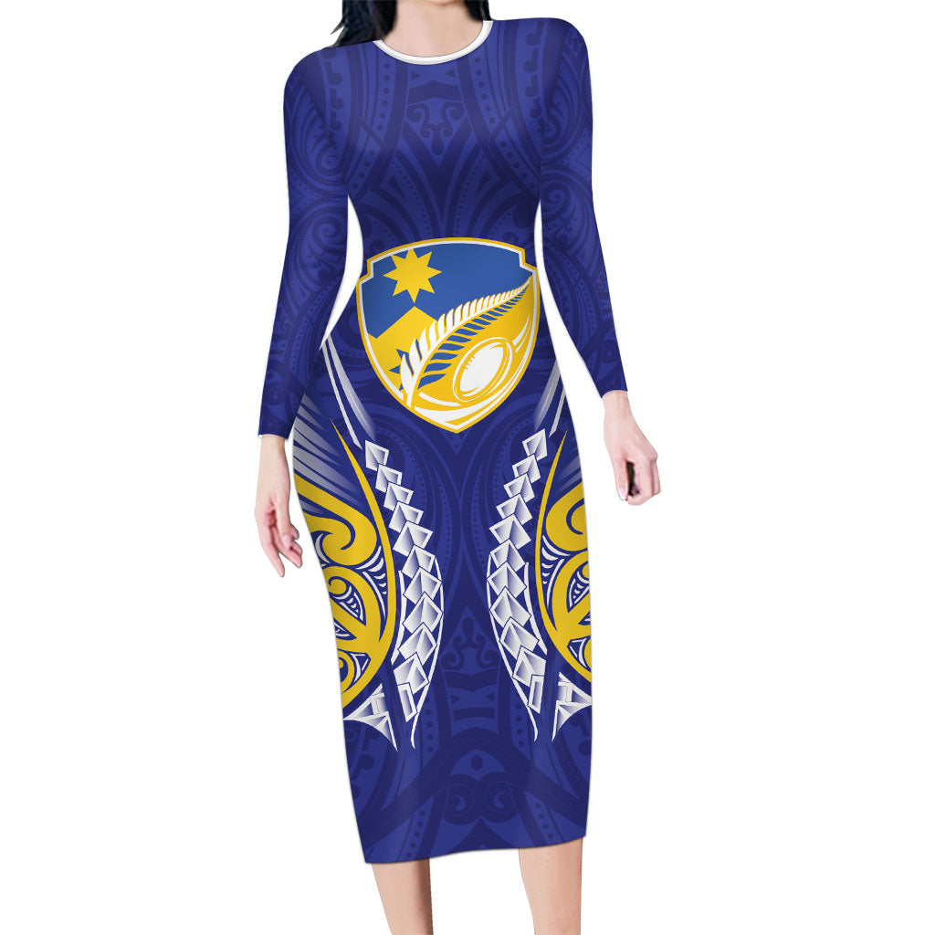 Otago 2026 Rugby Custom Long Sleeve Bodycon Dress NZ Maori Silver Fern