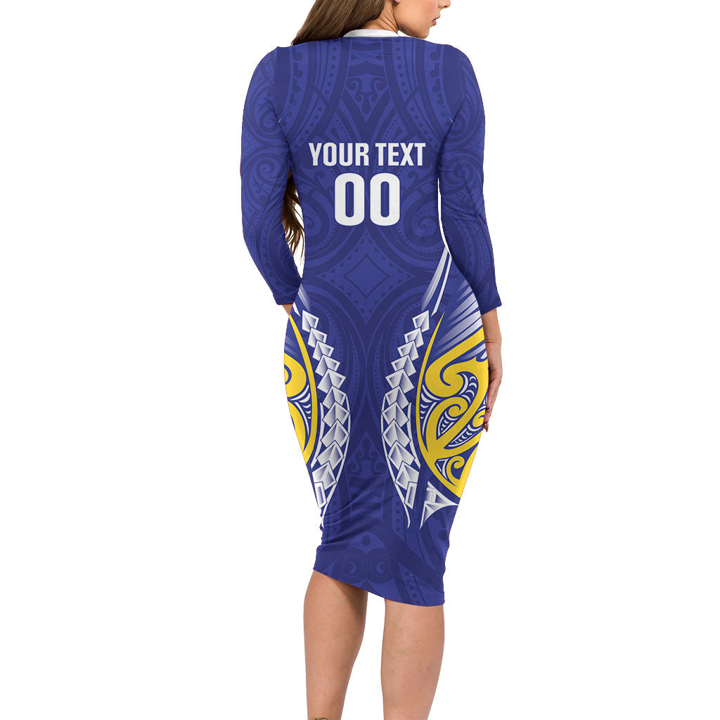 Otago 2026 Rugby Custom Long Sleeve Bodycon Dress NZ Maori Silver Fern