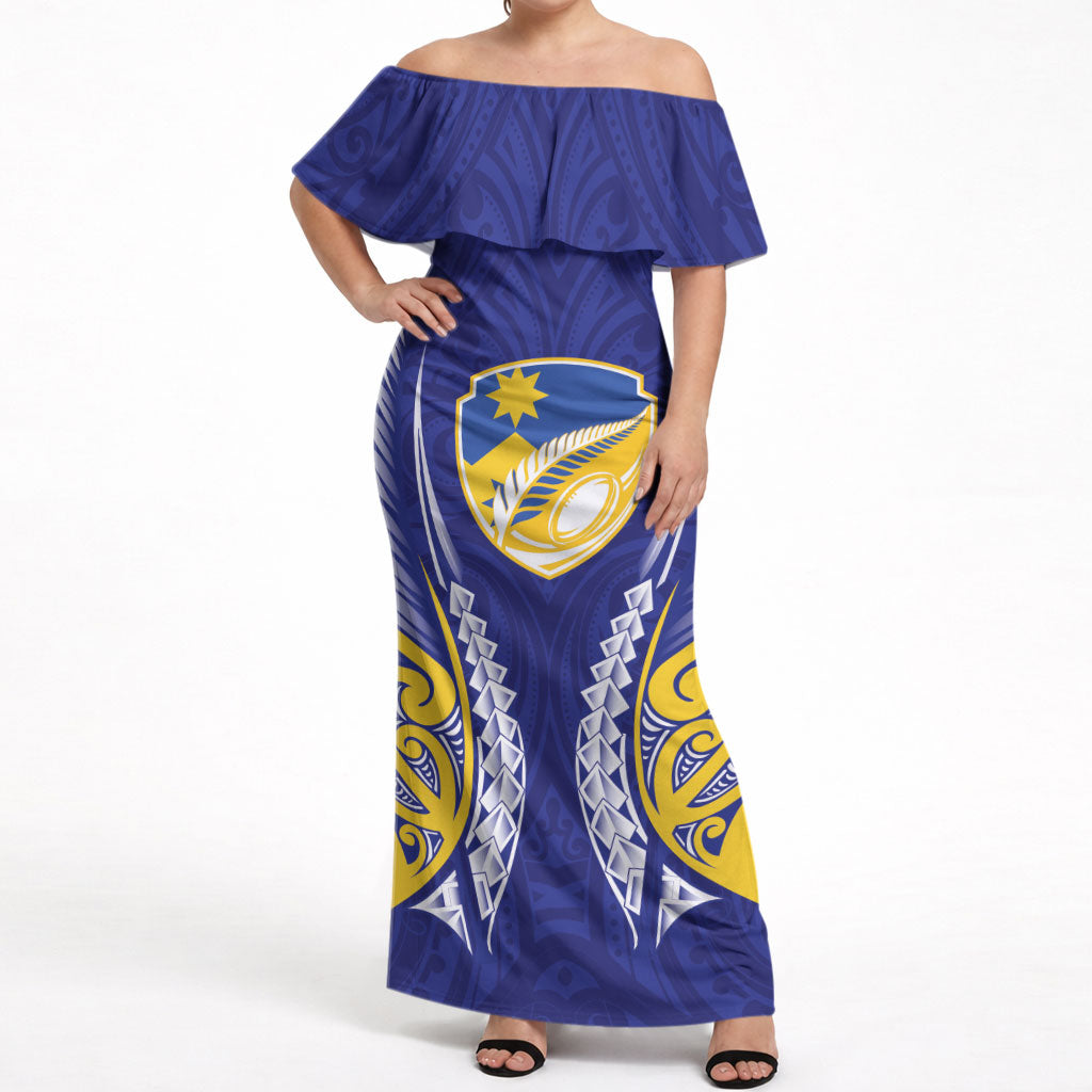 Otago 2026 Rugby Custom Off Shoulder Maxi Dress NZ Maori Silver Fern