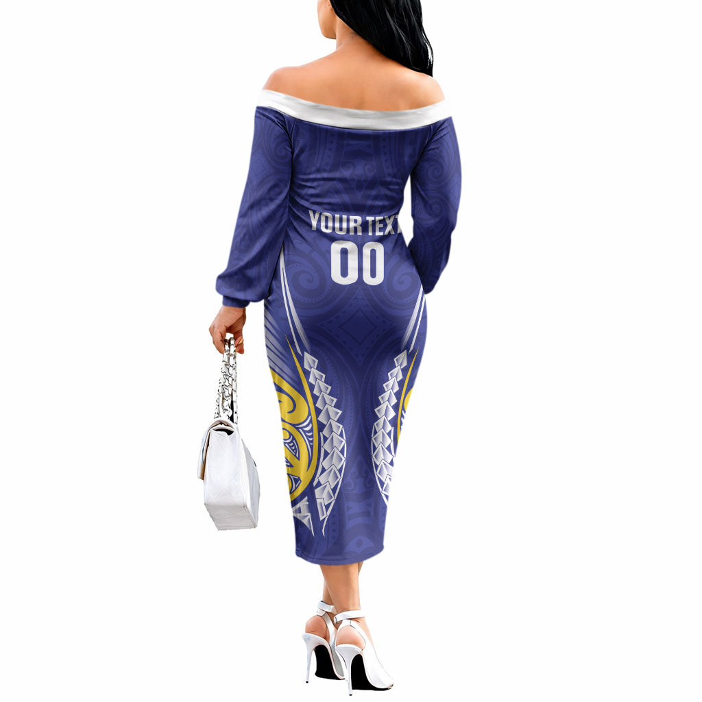 Otago 2026 Rugby Custom Off The Shoulder Long Sleeve Dress NZ Maori Silver Fern