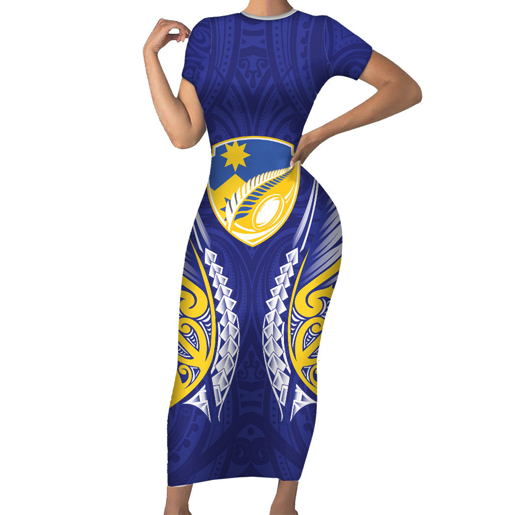 Otago 2026 Rugby Custom Short Sleeve Bodycon Dress NZ Maori Silver Fern