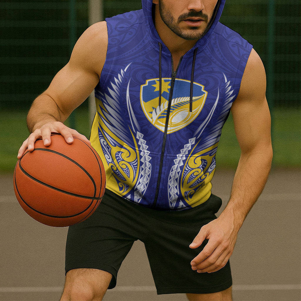 Otago 2026 Rugby Custom Sleeveless Zip Hoodie NZ Maori Silver Fern