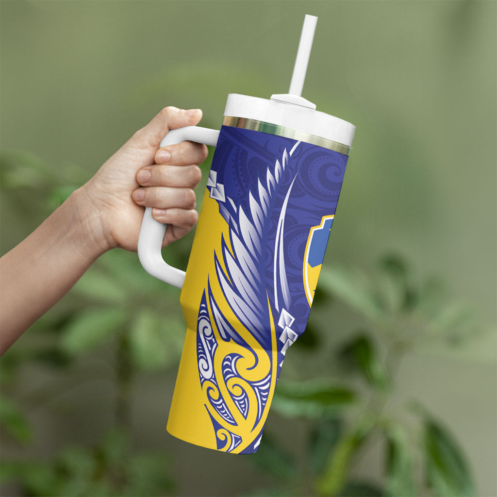 Otago 2026 Rugby Custom Tumbler With Handle NZ Maori Silver Fern