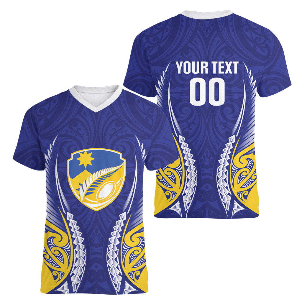 Otago 2026 Rugby Custom Women V-Neck T-Shirt NZ Maori Silver Fern