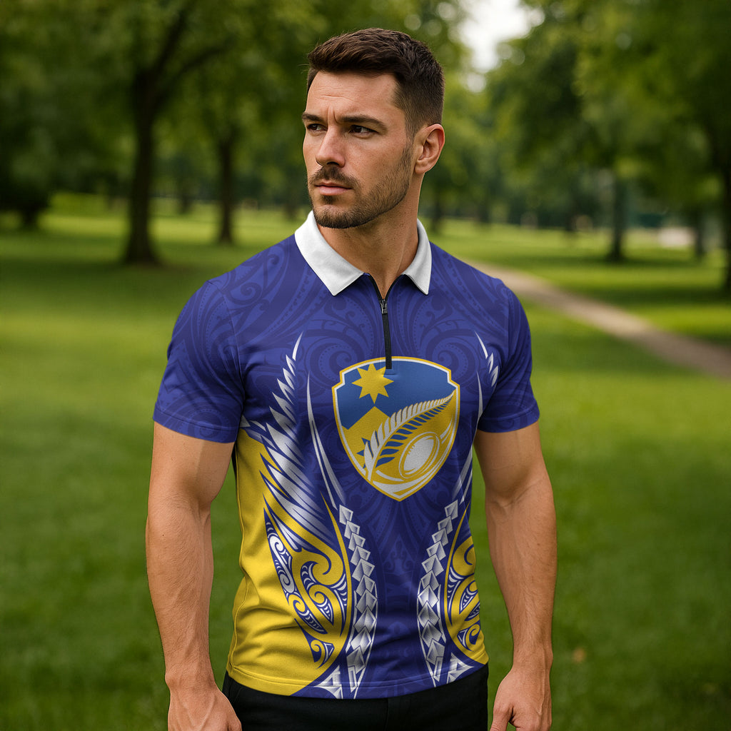 Otago 2026 Rugby Custom Zipper Polo Shirt NZ Maori Silver Fern