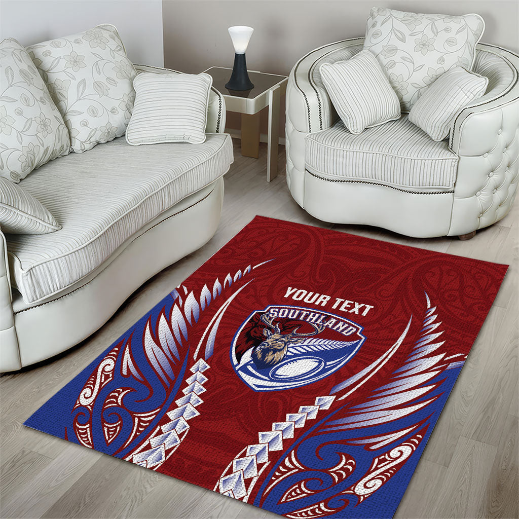 Southland 2026 Rugby Custom Area Rug NZ Maori Silver Fern