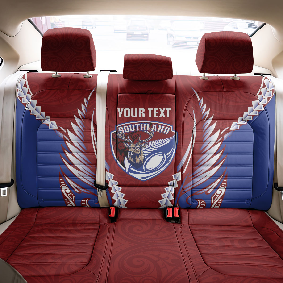 Southland 2026 Rugby Custom Back Car Seat Cover NZ Maori Silver Fern