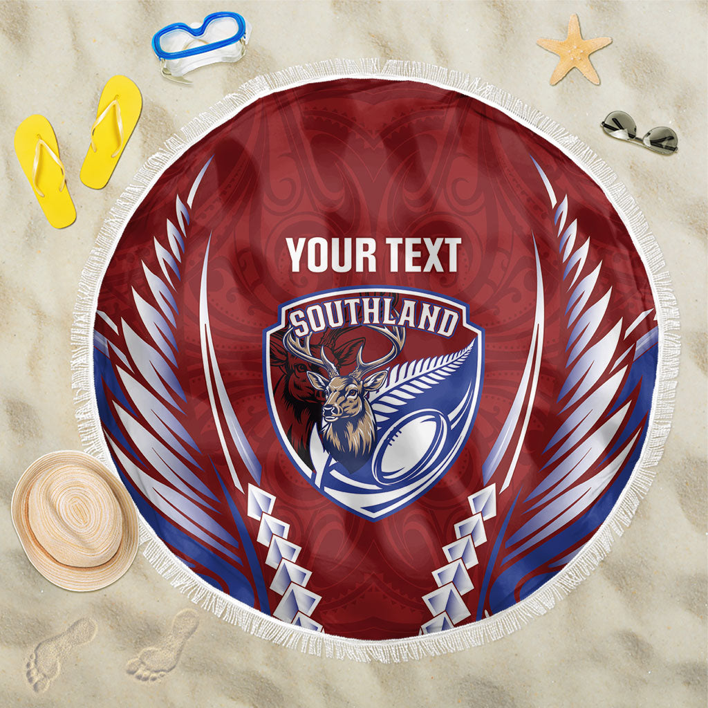 Southland 2026 Rugby Custom Beach Blanket NZ Maori Silver Fern