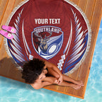 Southland 2026 Rugby Custom Beach Blanket NZ Maori Silver Fern