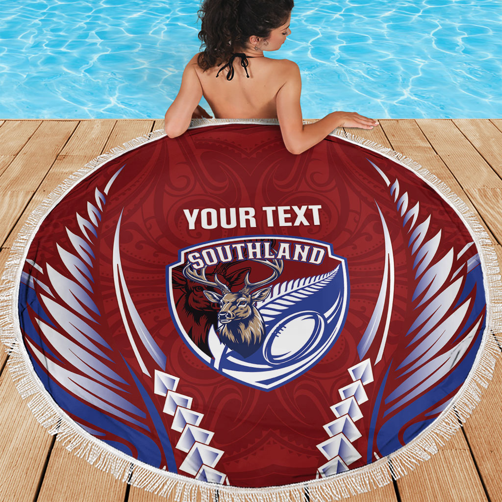Southland 2026 Rugby Custom Beach Blanket NZ Maori Silver Fern