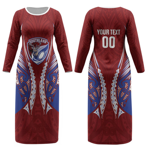 Southland 2026 Rugby Custom Couples Matching Long Sleeve Bodycon Dress and Long Sleeve Button Shirt NZ Maori Silver Fern LT14