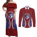 Southland 2026 Rugby Custom Couples Matching Off Shoulder Maxi Dress and Long Sleeve Button Shirt NZ Maori Silver Fern