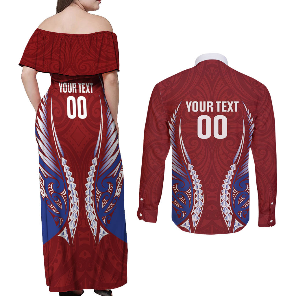 Southland 2026 Rugby Custom Couples Matching Off Shoulder Maxi Dress and Long Sleeve Button Shirt NZ Maori Silver Fern