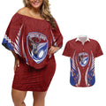 Southland 2026 Rugby Custom Couples Matching Off Shoulder Short Dress and Hawaiian Shirt NZ Maori Silver Fern