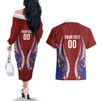 Southland 2026 Rugby Custom Couples Matching Off The Shoulder Long Sleeve Dress and Hawaiian Shirt NZ Maori Silver Fern