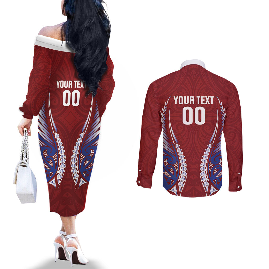 Southland 2026 Rugby Custom Couples Matching Off The Shoulder Long Sleeve Dress and Long Sleeve Button Shirt NZ Maori Silver Fern