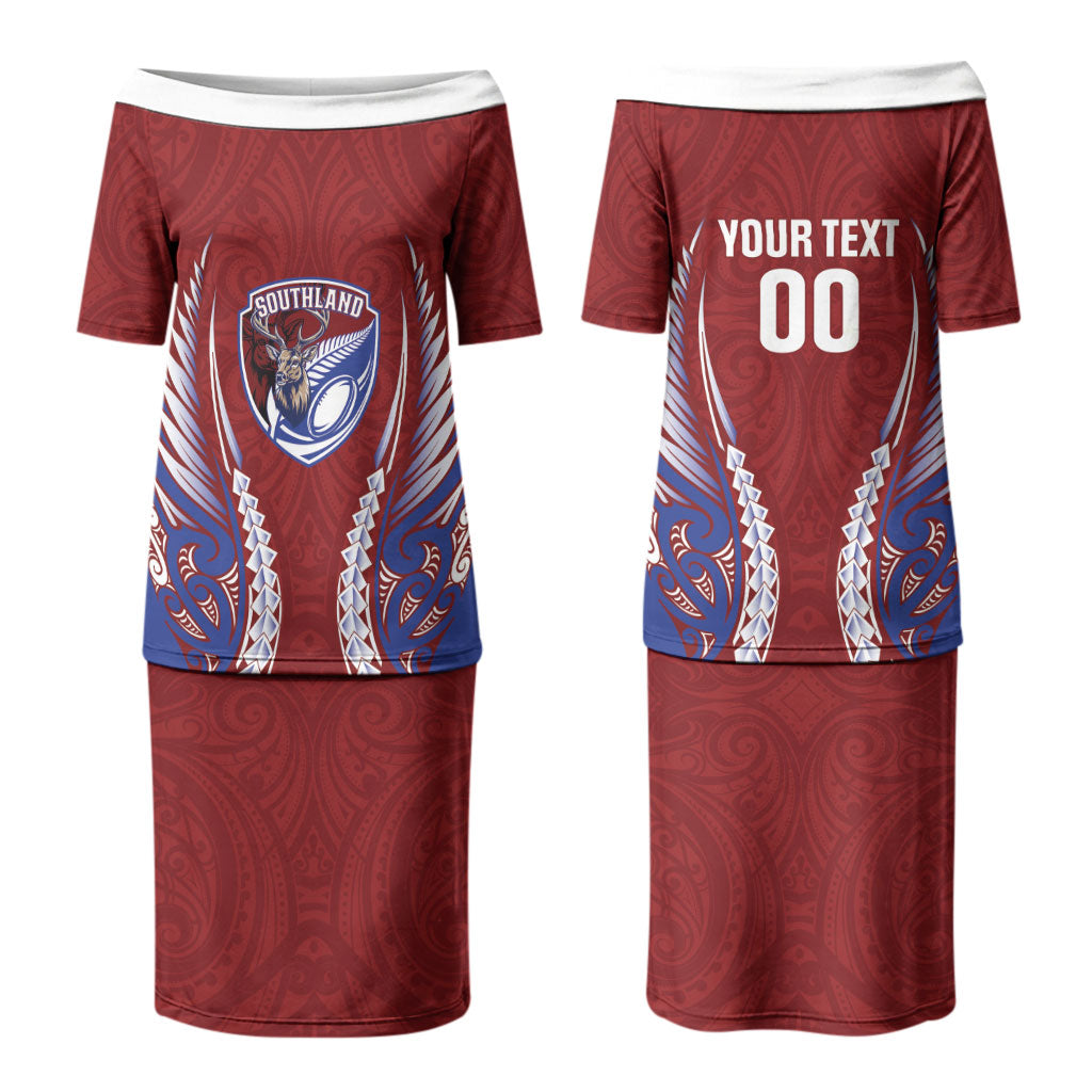 Southland 2026 Rugby Custom Couples Matching Puletasi and Long Sleeve Button Shirt NZ Maori Silver Fern LT14