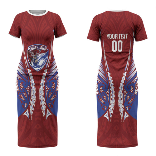 Southland 2026 Rugby Custom Couples Matching Short Sleeve Bodycon Dress and Long Sleeve Button Shirt NZ Maori Silver Fern LT14