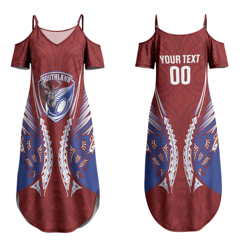 Southland 2026 Rugby Custom Couples Matching Summer Maxi Dress and Long Sleeve Button Shirt NZ Maori Silver Fern LT14