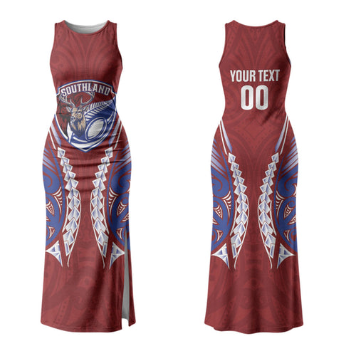 Southland 2026 Rugby Custom Couples Matching Tank Maxi Dress and Hawaiian Shirt NZ Maori Silver Fern LT14