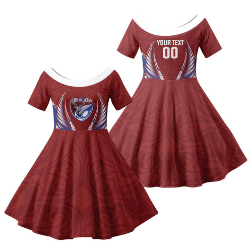 Southland 2026 Rugby Custom Family Matching Long Sleeve Bodycon Dress and Hawaiian Shirt NZ Maori Silver Fern