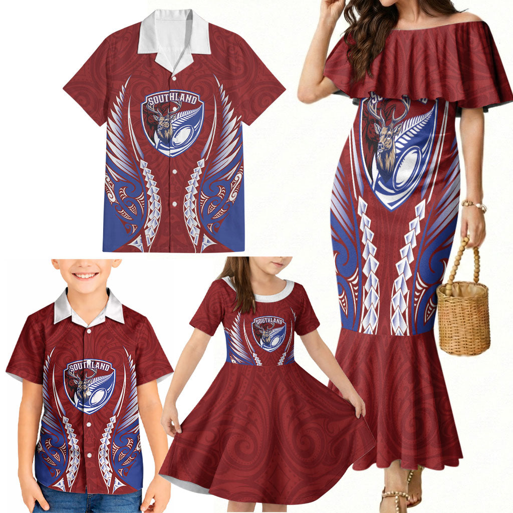Southland 2026 Rugby Custom Family Matching Mermaid Dress and Hawaiian Shirt NZ Maori Silver Fern