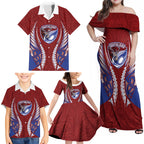 Southland 2026 Rugby Custom Family Matching Off Shoulder Maxi Dress and Hawaiian Shirt NZ Maori Silver Fern