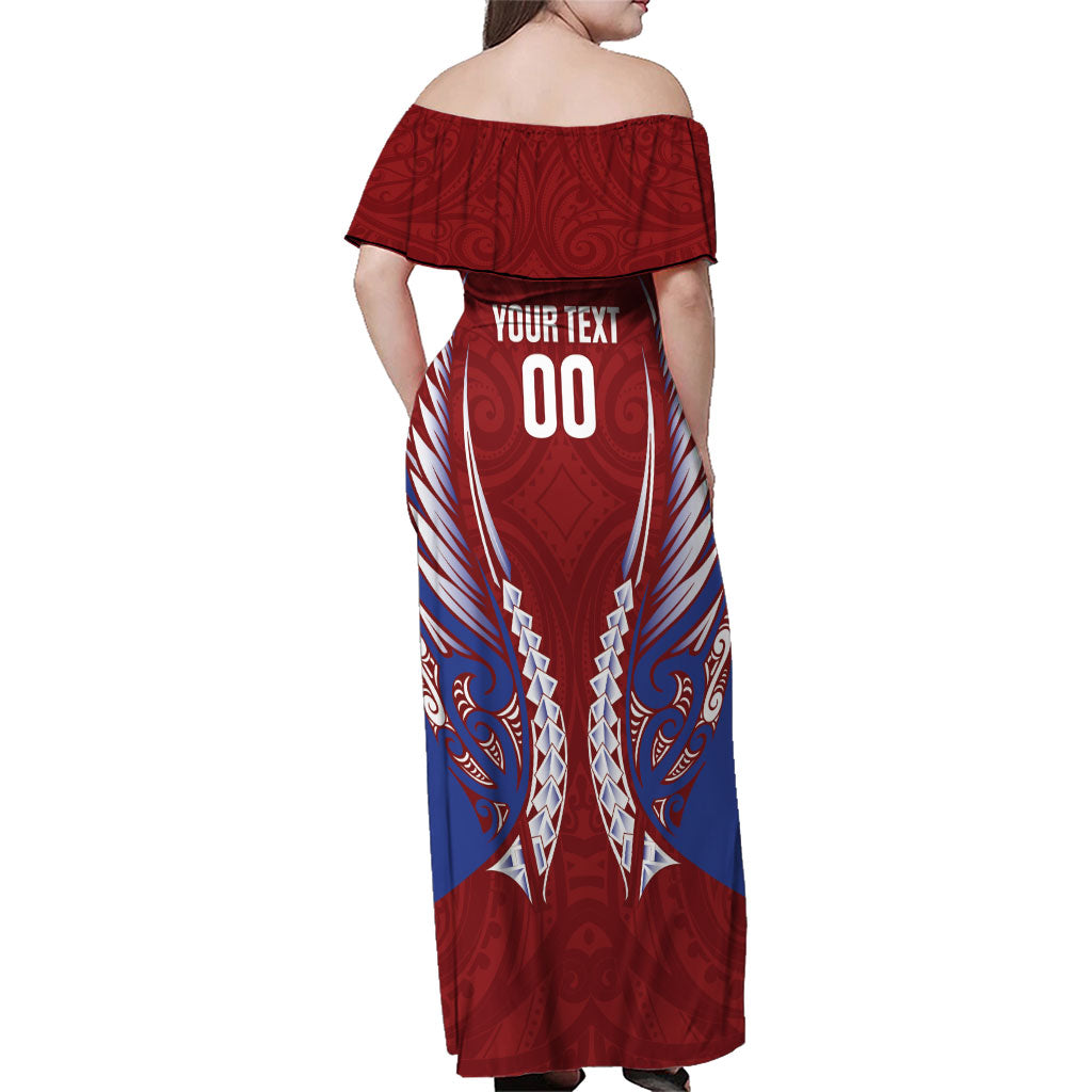 Southland 2026 Rugby Custom Family Matching Off Shoulder Maxi Dress and Hawaiian Shirt NZ Maori Silver Fern